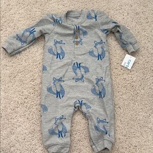 Carter's Gray Footie with Blue Fox Design